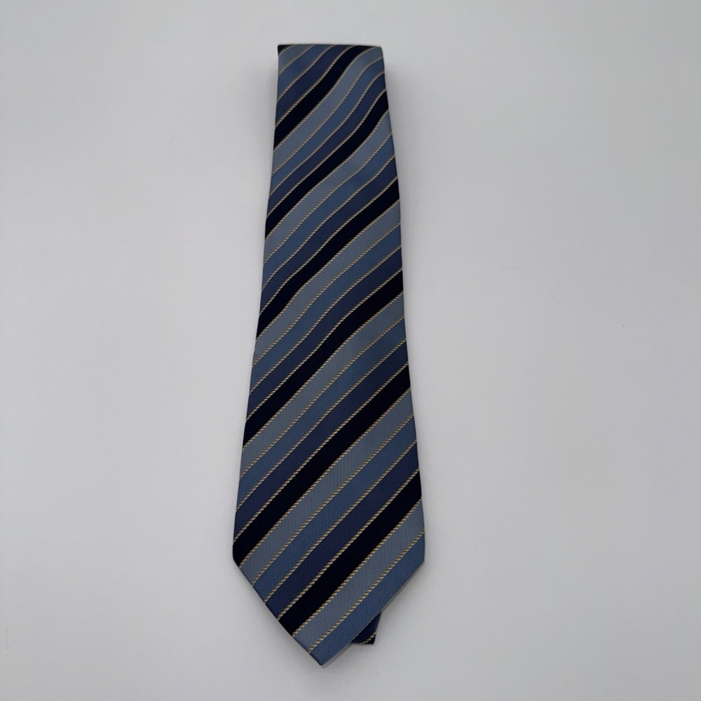 Bocara 100% Silk Men's Tie Blue Striped 60"